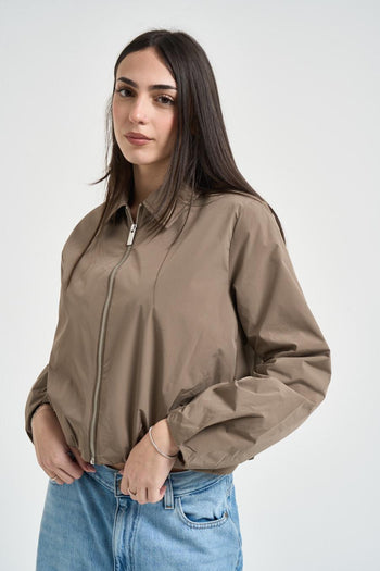 Bomber donna corto tortora - 4