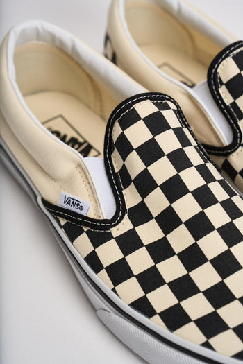 Sneakers uomo Classic slip-on scacchi panna e nera - 5