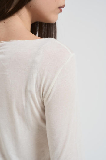 Maglia donna scollo a barchetta panna - 4