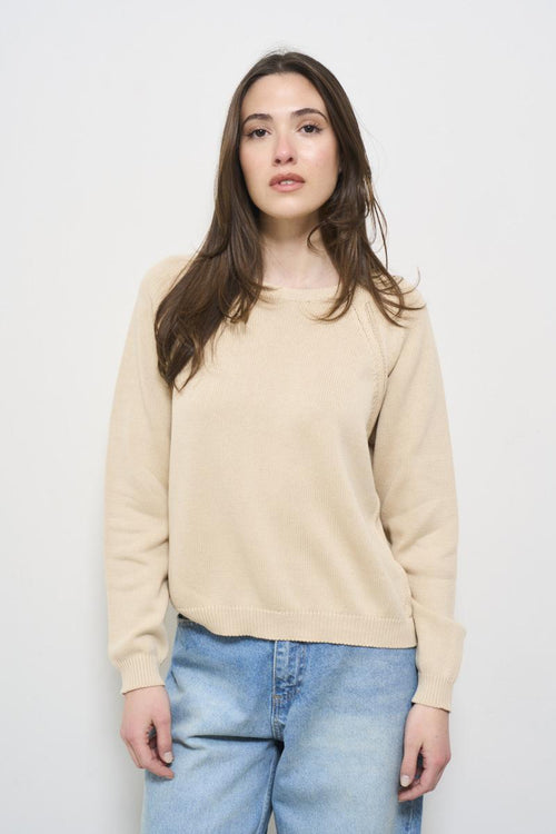 Maglia donna beige girocollo