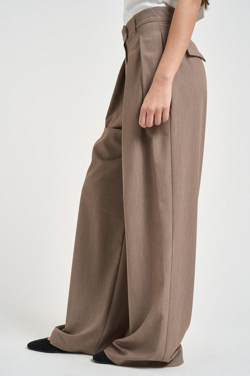 Pantalone donna gamba ampia beige - 2