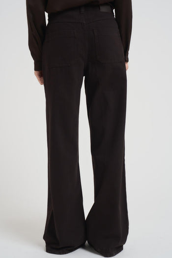 Jeans donna a palazzo in denim marrone - 3