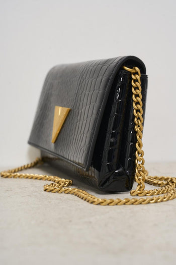 Black patent leather shoulder bag for women - 3