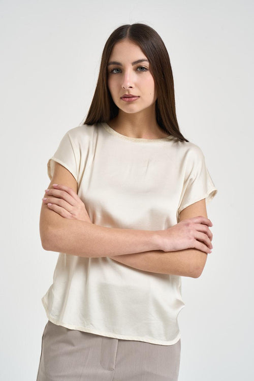 T-shirt donna satinata panna