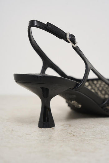 Black women's shoe with heel and rhinestones - 3