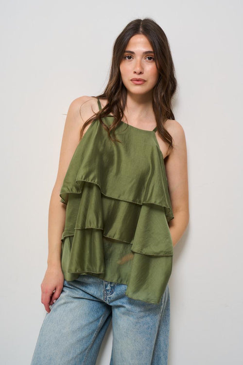 Top donna balze verde