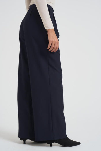 Pantalone donna con pinces blu - 5