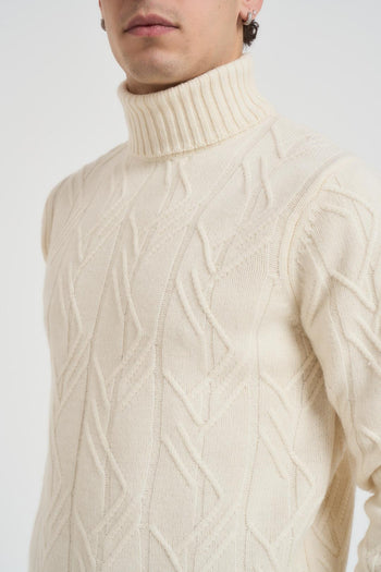 Maglia uomo collo alto panna - 3