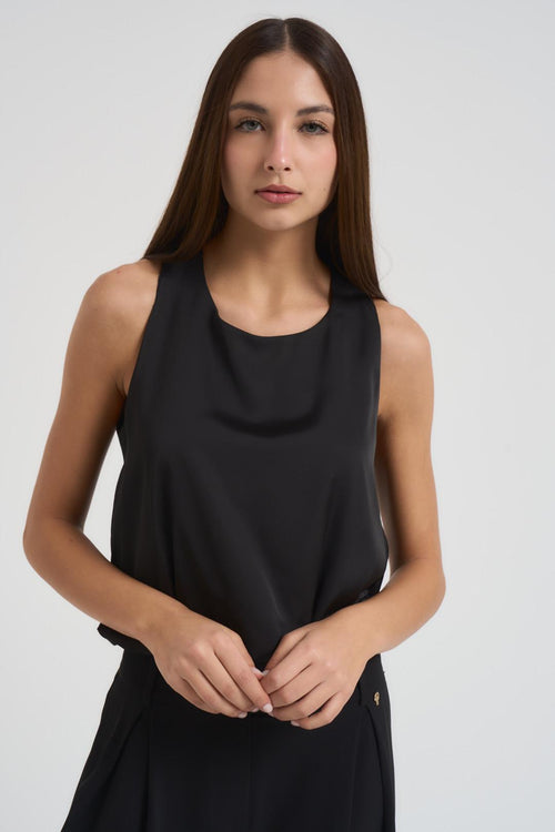 Top donna girocollo nero