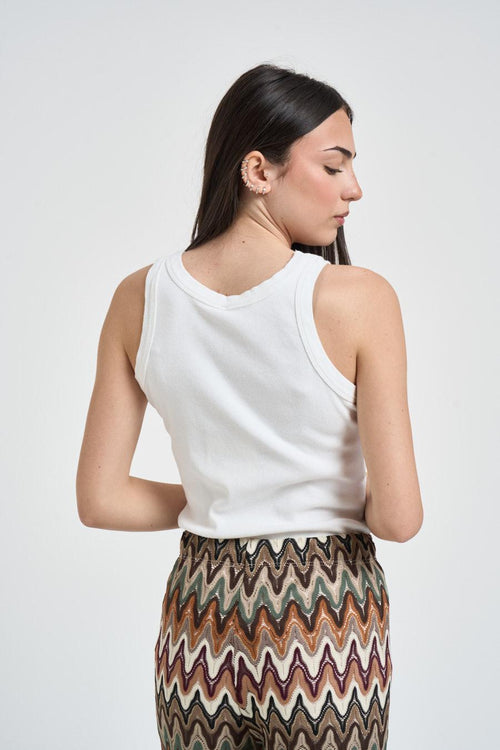 Top donna bianco a costine - 2