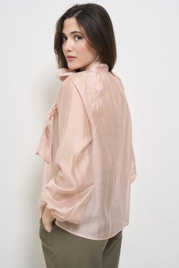 Pink women's shirt with bow - 4