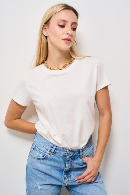 T-shirt donna girocollo bianca - 2