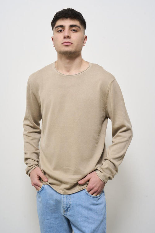 Maglia uomo girocollo beige vintage