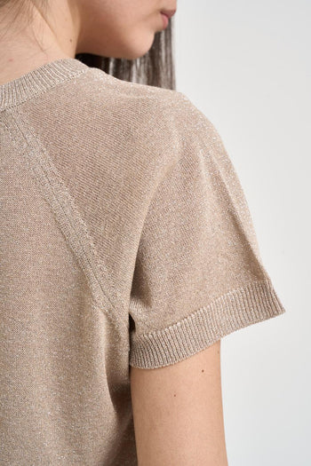 T-shirt donna in maglia oro - 4