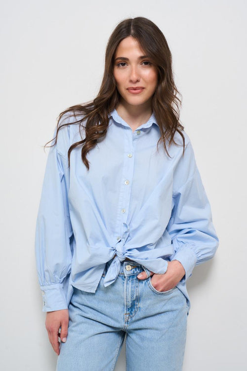 Camicia donna celeste con nodo