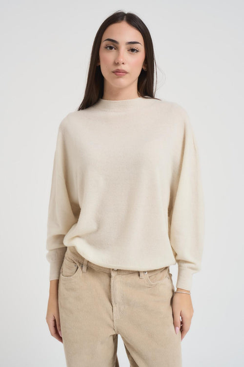 Maglia donna scollo a barca panna - 2