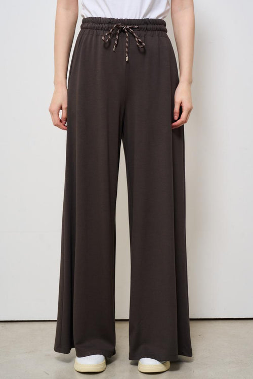 Pantaloni donna marrone a palazzo