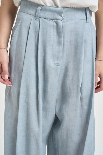 Pantalone donna wide leg celeste - 5