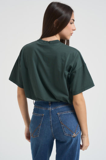 T-shirt donna girocollo verde - 4
