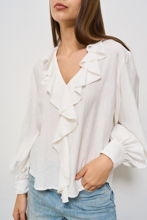 Blusa donna bianca con rouches - 2