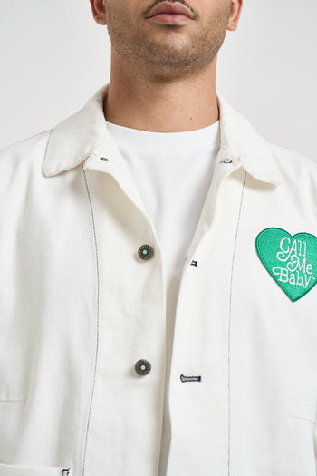 Camicia uomo in denim bianca con patch - 3