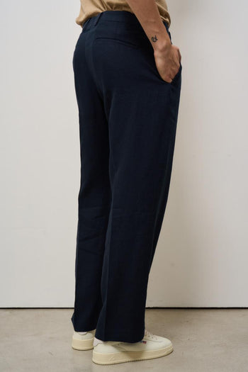 Pantalone uomo in lino blu - 5