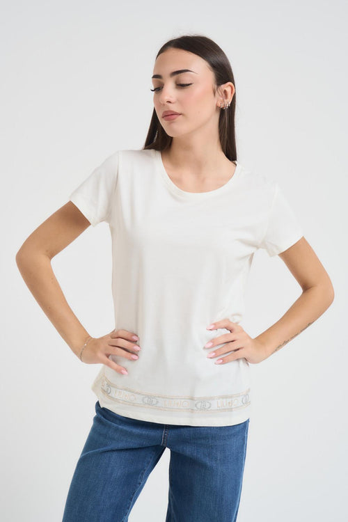 T-shirt girocollo donna bianco - 1