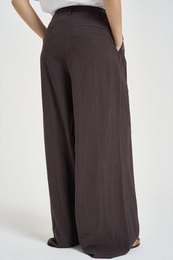 Pantalone donna a palazzo marrone - 4