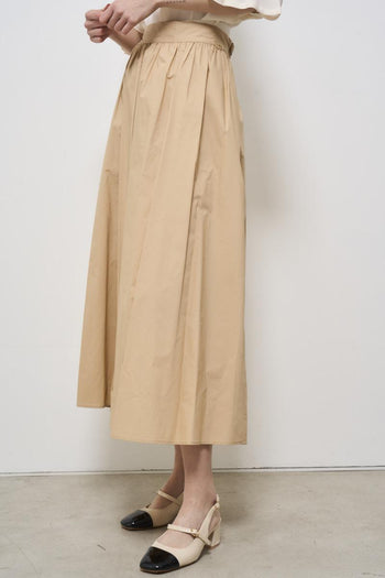 Women's beige poplin midi skirt - 3