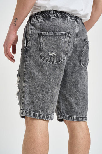 Bermuda uomo in denim nero - 4