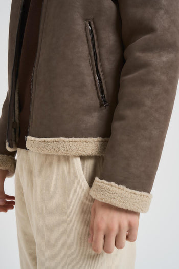 Giubbotto uomo eco montone marrone - 4