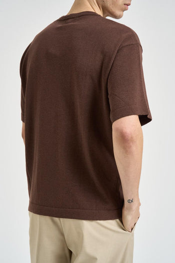 T-shirt uomo in maglia marrone - 3