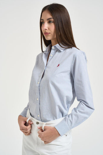 Camicia donna a righe celeste e bianca - 3