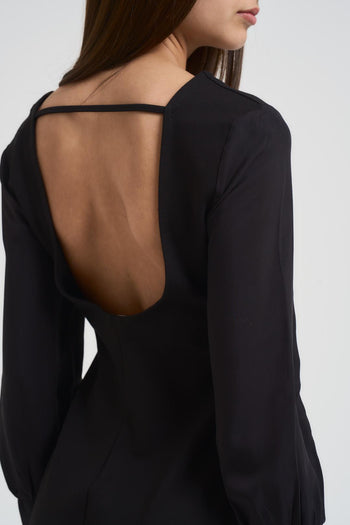 Abito donna con scollo a V nero - 5