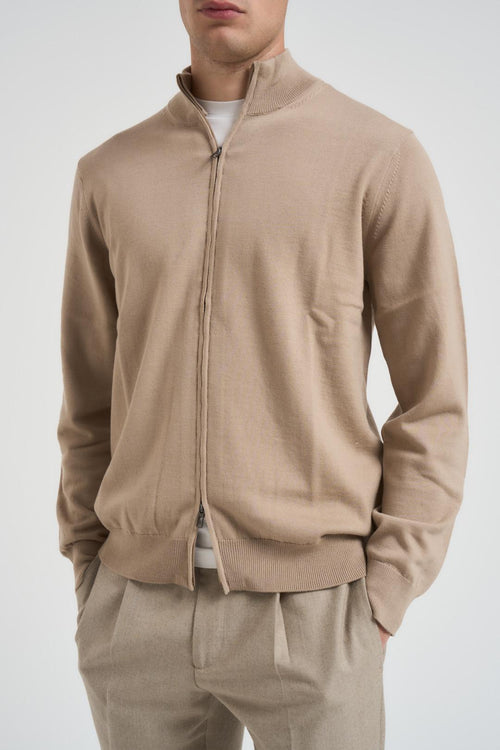 Maglia uomo con zip beige - 2