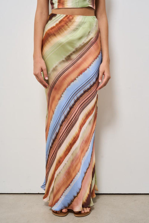 Gonna donna lunga satinata multicolor