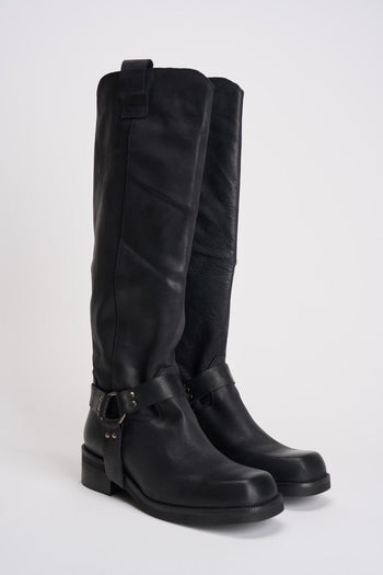 Stivale biker nero in pelle invecchiata - 3