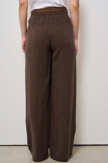 Pantalone donna a palazzo marrone - 3