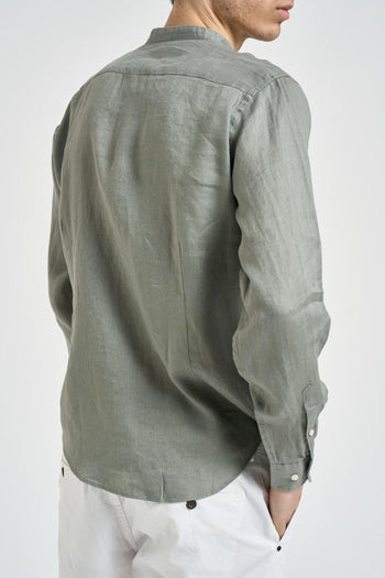 Camicia uomo in lino verde salvia - 3