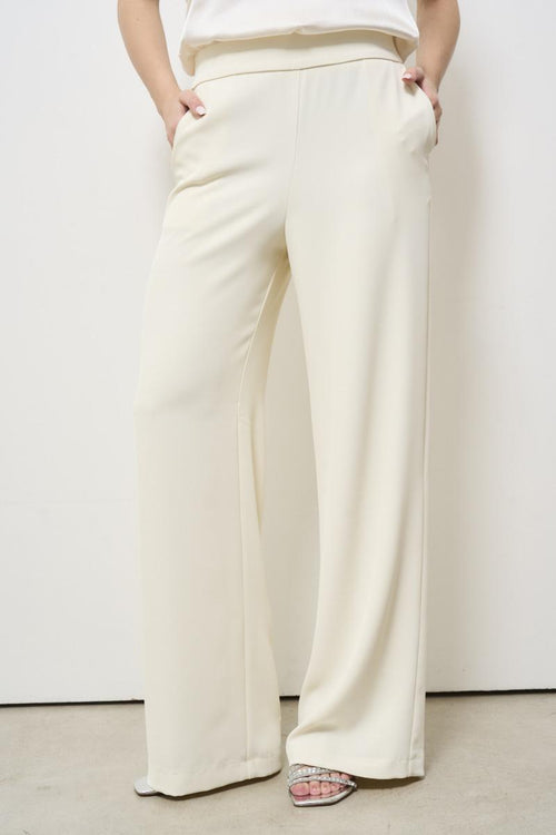 Women's cream palazzo trousers - 2