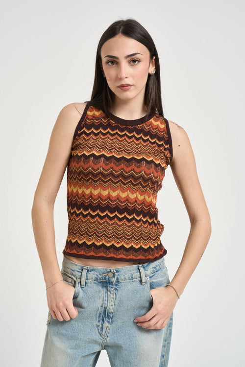 Top donna smanicato multicolor