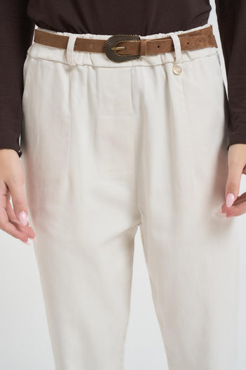 Pantalone donna regular panna - 4
