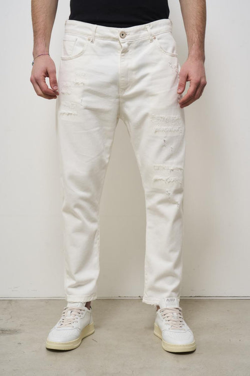 Jeans uomo in denim bianco