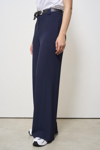 Pantalone donna blu con cintura - 3