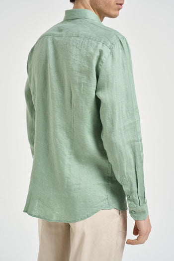 Camicia uomo in lino turchese - 4