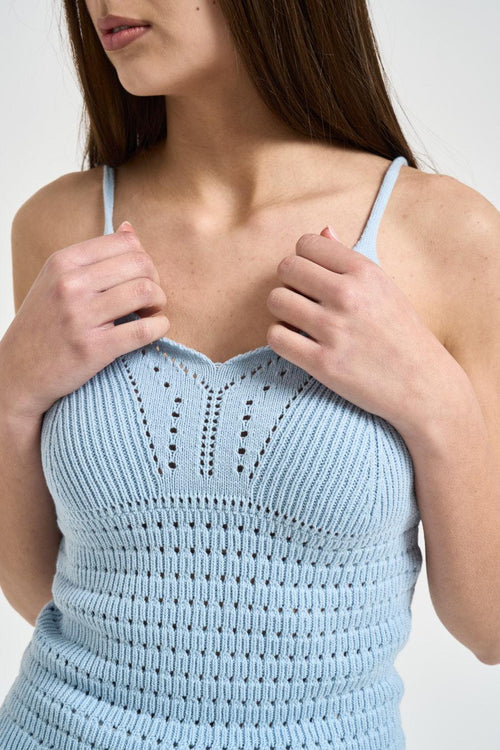 Top donna in maglia celeste - 2