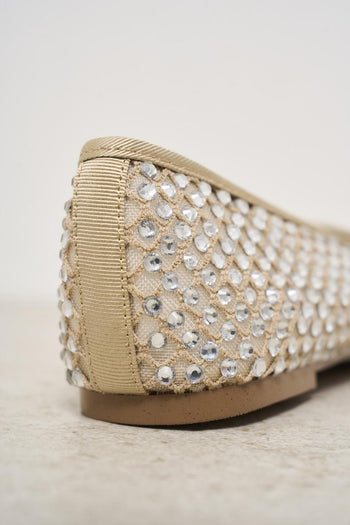 Ballerine donna panna con rete e strass - 5
