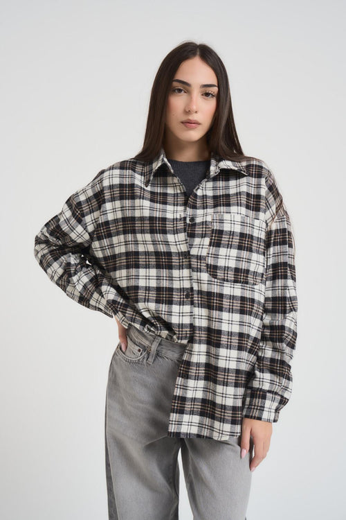 Camicia donna a quadri nera - 2