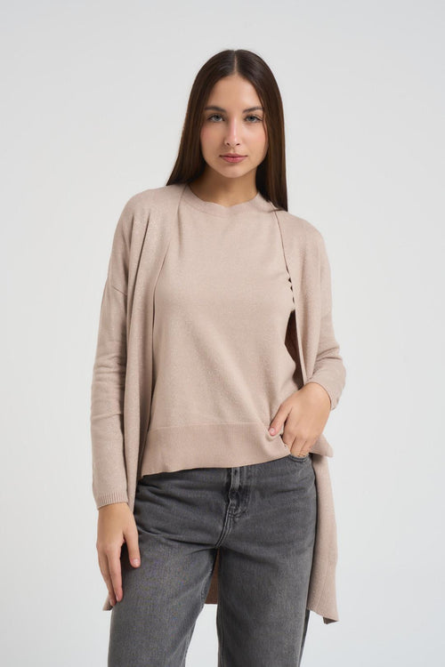 Cardigan donna beige in lure