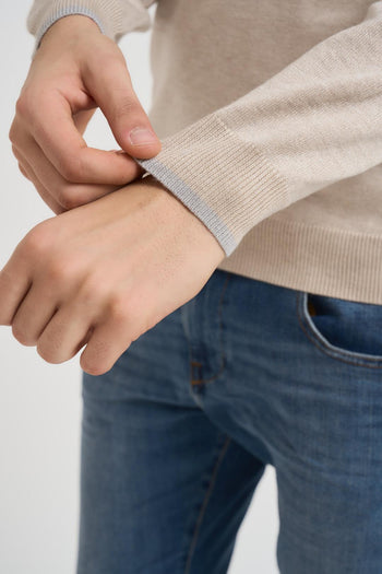 Maglia uomo girocollo beige - 3